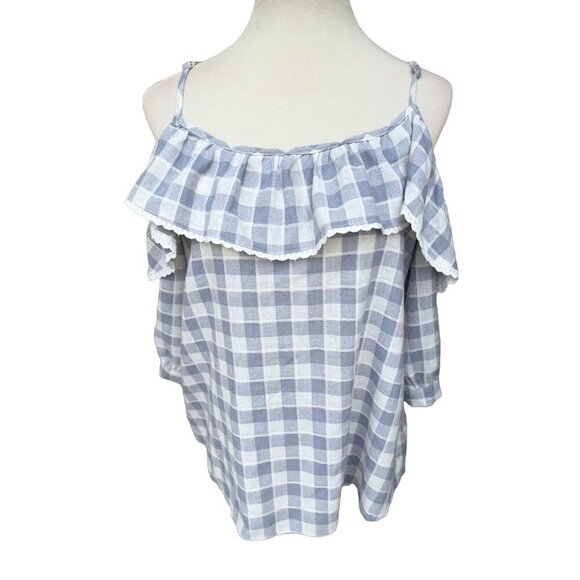 Pursue By Nasty Gal Women's Gray Going Gingham Cold Shoulder Top One Size NWOT - Picture 12 of 14